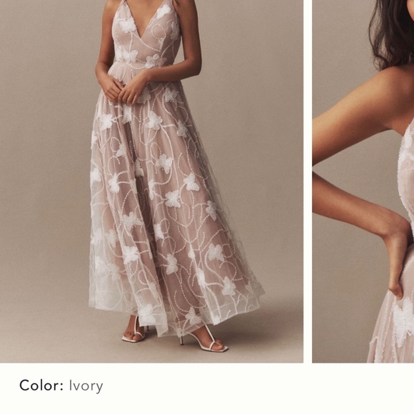 Helsi Josephine Sleeveless V-Neck Formal Maxi Dress 3-D Beaded NWT, Size S - Picture 5 of 6